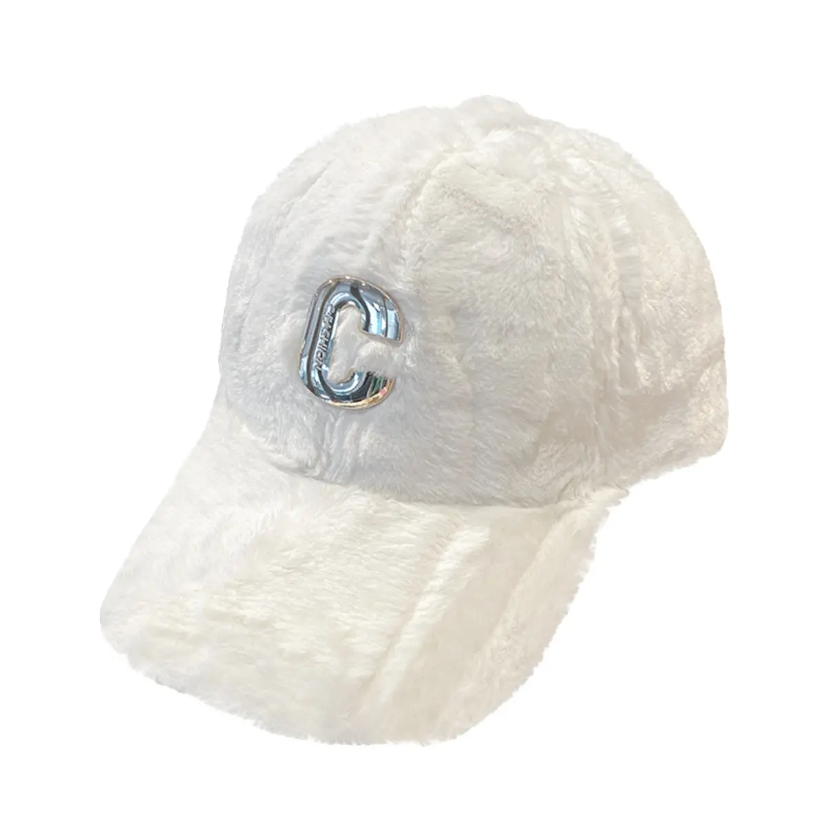 Plush Baseball Cap For Women 2024 Winter New Letter C Logo Korean Version Fashionable And Versatile Warm Duckbill Cap