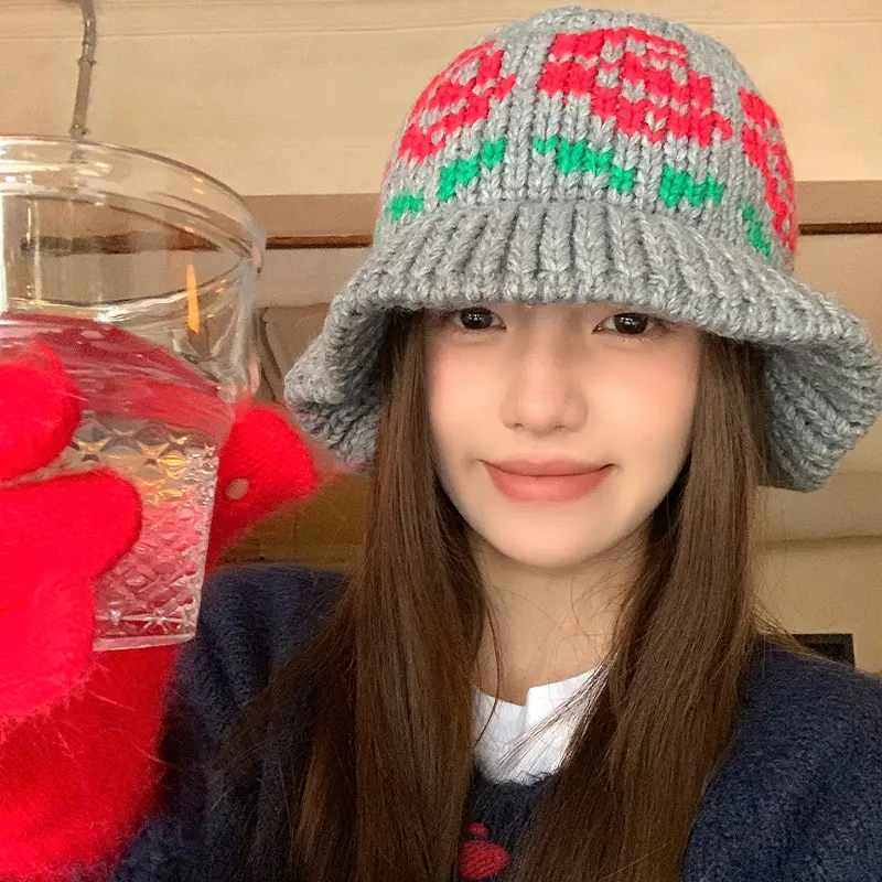 Ethnic Style Retro Basin Hat, Women's Autumn And Winter Atmosphere, Warm Knit Hat, Face Enhancing Small Yarn Fisherman Hat