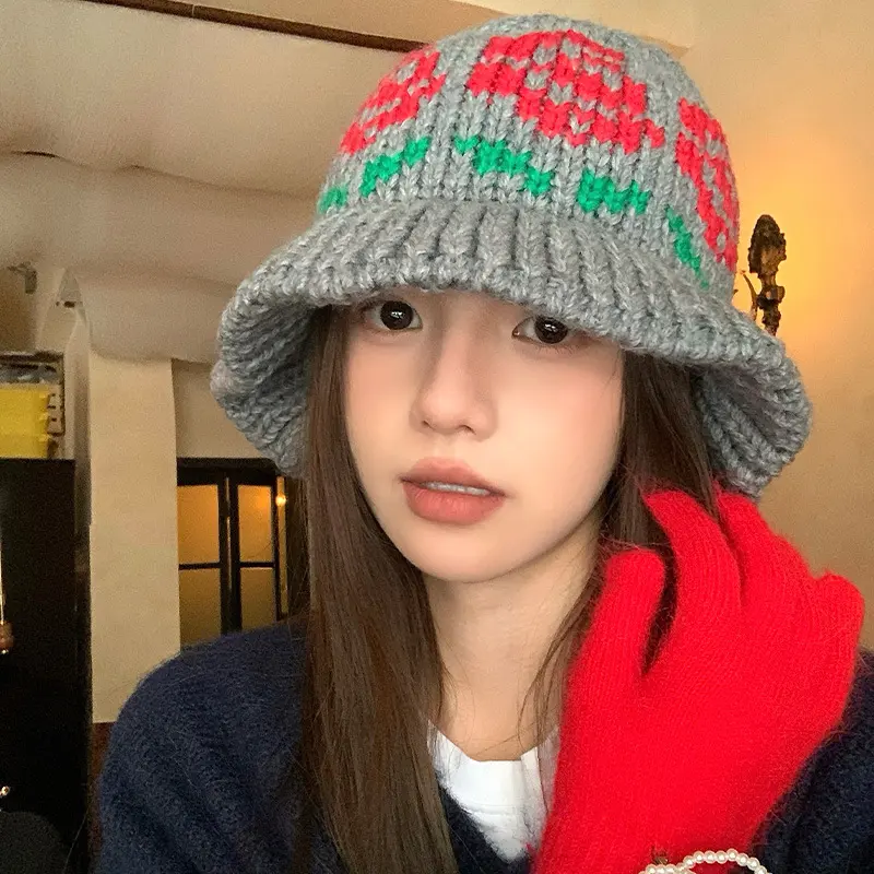 Ethnic Style Retro Basin Hat, Women's Autumn And Winter Atmosphere, Warm Knit Hat, Face Enhancing Small Yarn Fisherman Hat