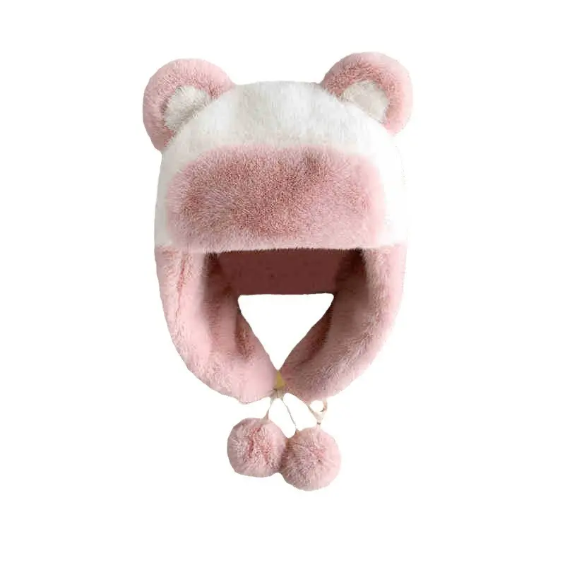 Plush Hat Women's Winter Cute Black and White Panda Plus Plush Outdoor Cycling Ear Protection Warm Ski Hat