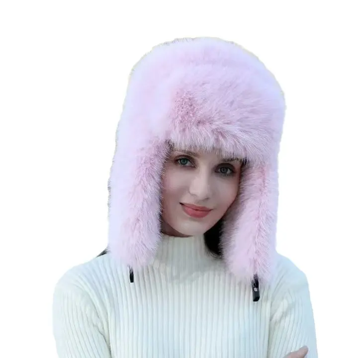 Korean Ins Imitation Mink fur Fur Hat Winter Women's Thick Ear Protection Hat Fashionable Warm Plush Skiing Lei Feng Hat Gift