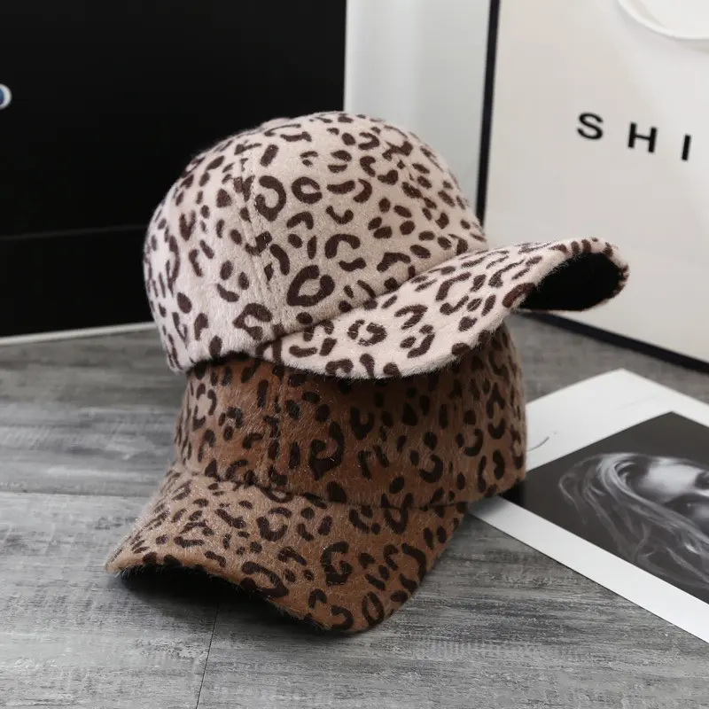 Women's Autumn And Winter Baseball Cap Leopard Stripe Headgear Outdoor Fashion Decorative Women Hat Women Ponytail Baseball Cap
