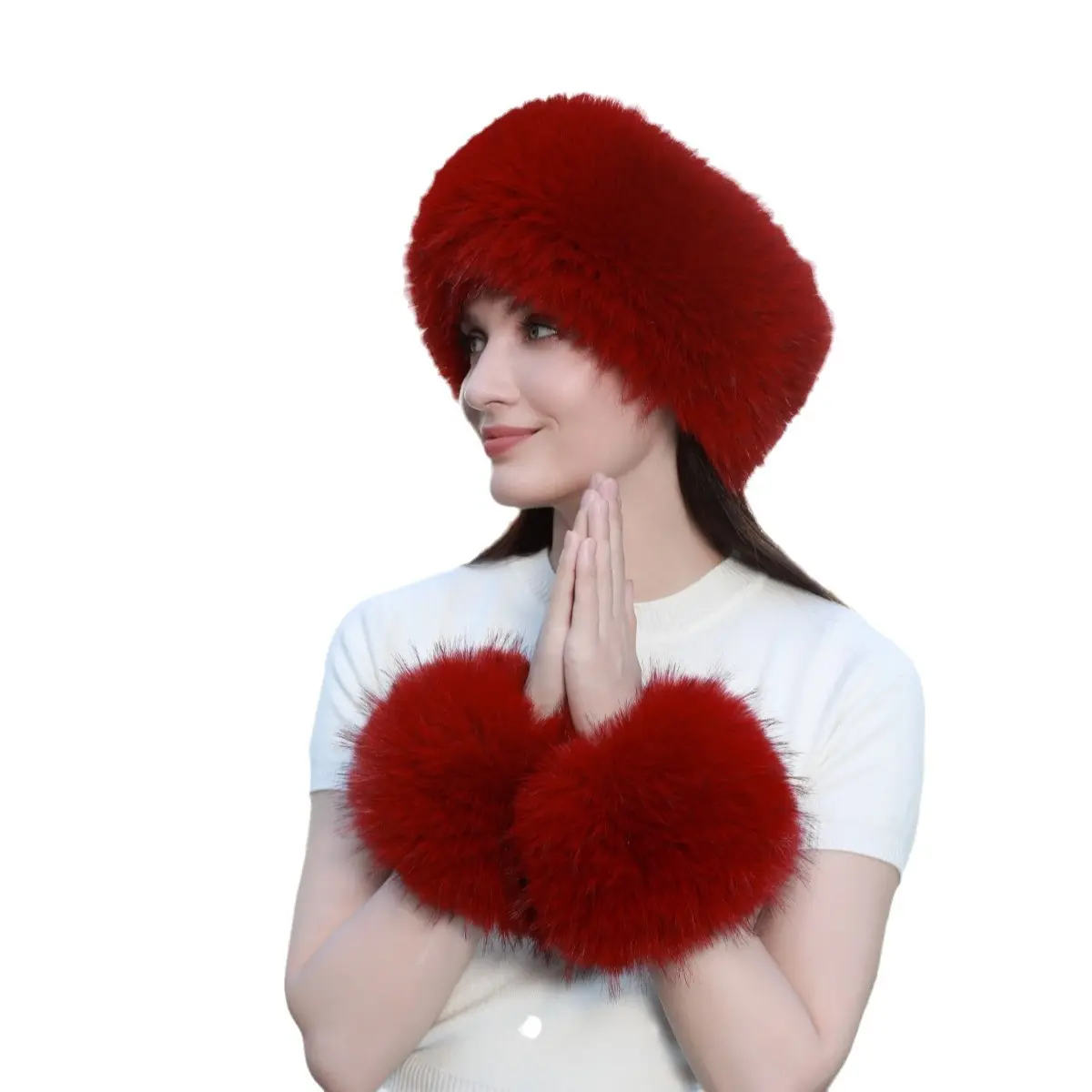 Autumn And Winter Faux Fur Plush Thick Travel Warmth Without A Top Hair Loop Set Decoration Faux Mink Fur Hand Warmer Set