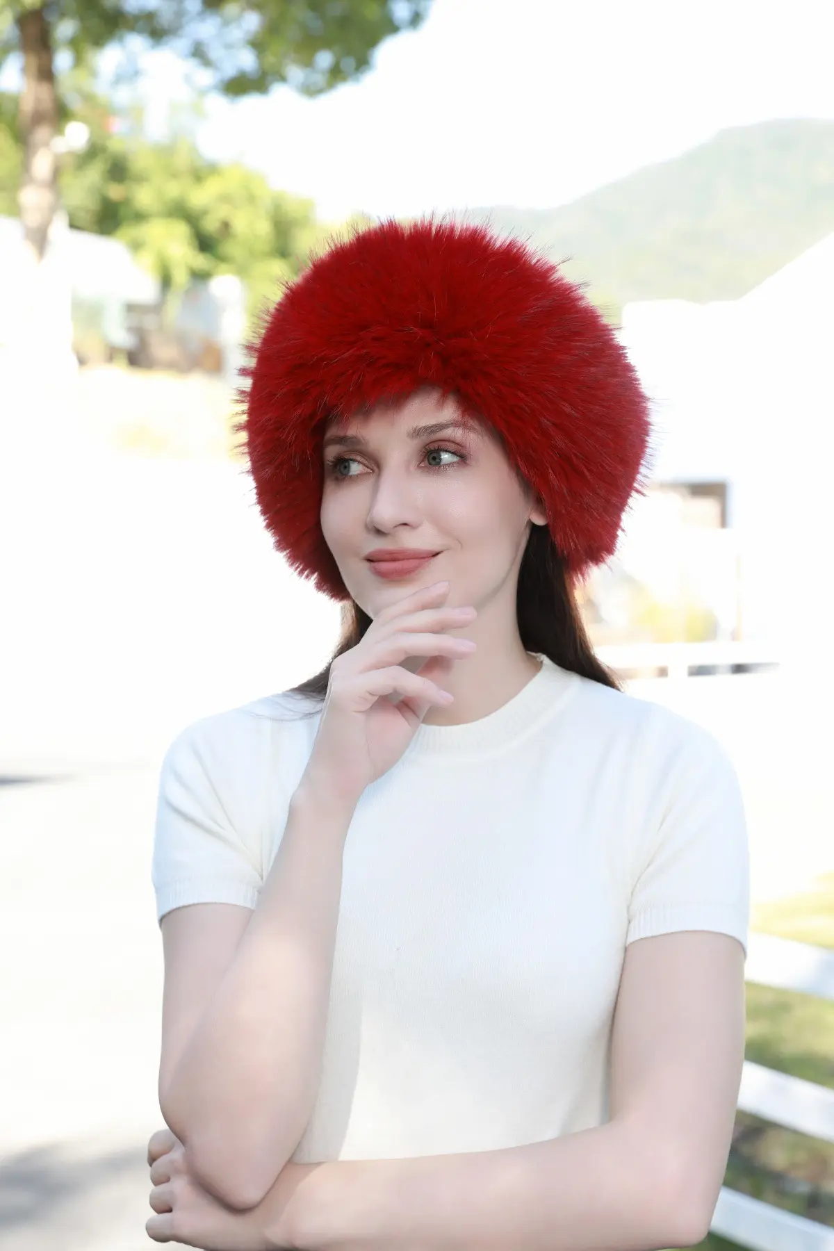 Autumn And Winter Faux Fur Plush Thick Travel Warmth Without A Top Hair Loop Set Decoration Faux Mink Fur Hand Warmer Set