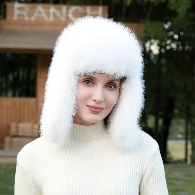 Autumn And Winter Plush Lei Feng Hat, Children's Thick Imitation Fox Fur, Cold And Warm Riding Hat, Skiing Ear Protection Hat