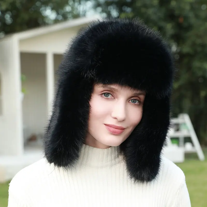 Autumn And Winter Plush Lei Feng Hat, Children's Thick Imitation Fox Fur, Cold And Warm Riding Hat, Skiing Ear Protection Hat