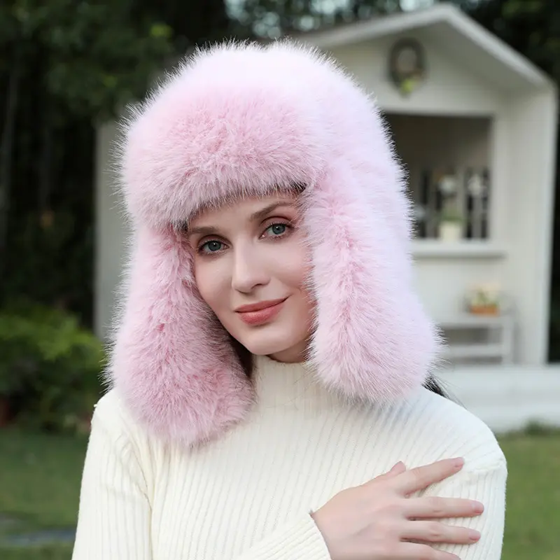 Autumn And Winter Plush Lei Feng Hat, Children's Thick Imitation Fox Fur, Cold And Warm Riding Hat, Skiing Ear Protection Hat