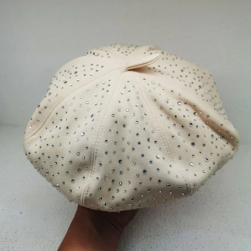 Xiaoxiangfeng Starry Sky Water Diamond Beret Women's Leisure Versatile Staircase Painter's Hat Western Octagonal Bud Hat