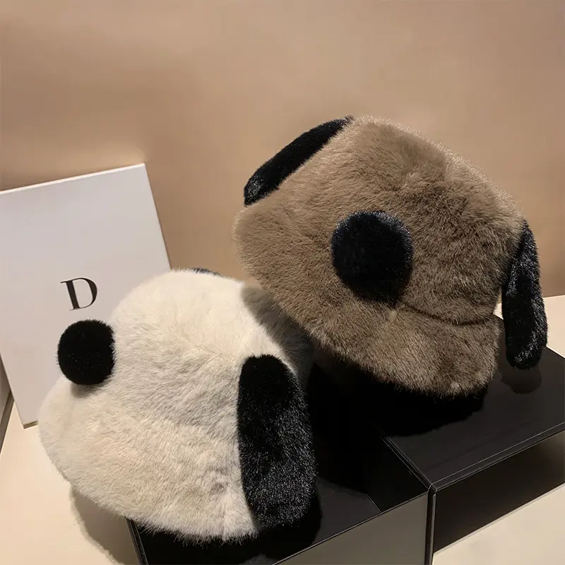Cute Cartoon Dog With Fluffy Ears, Fisherman's Hat, Women's Autumn And Winter Warm And Age Reducing Basin Hat