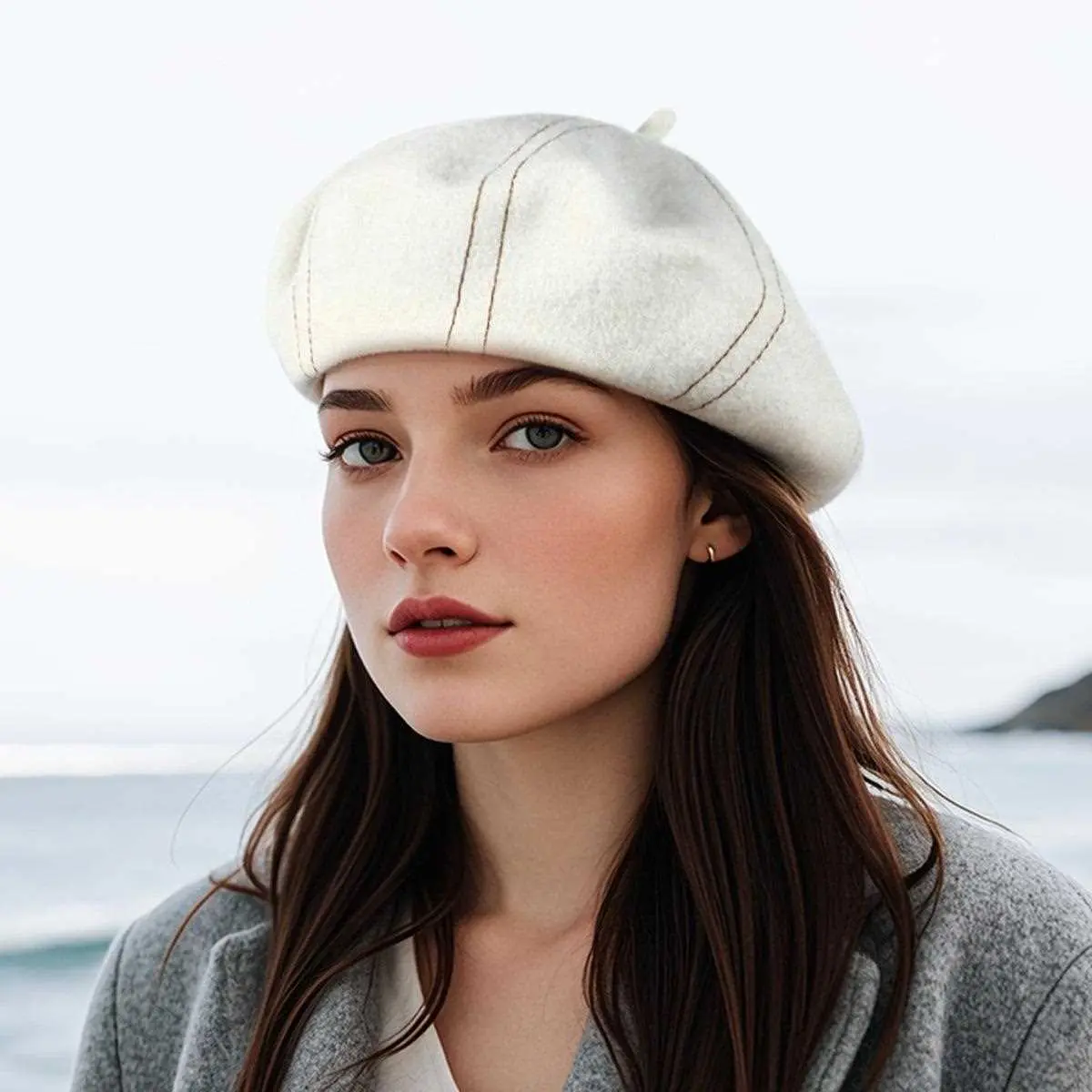 2024 Autumn/Winter Beret Women's Korean Edition Simple and Versatile Painter's Hat Pure Wool Japanese Warm Octagonal Hat