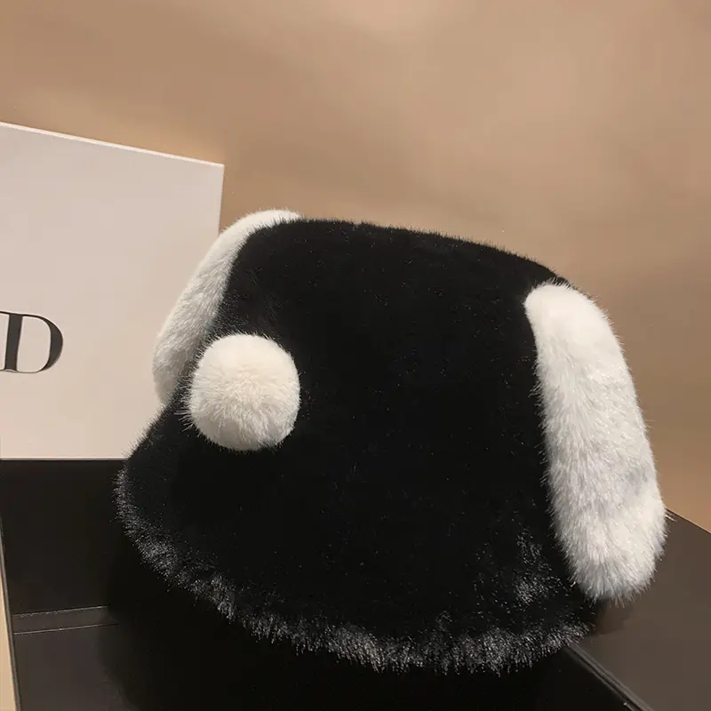 Cute Cartoon Dog With Fluffy Ears, Fisherman's Hat, Women's Autumn And Winter Warm And Age Reducing Basin Hat