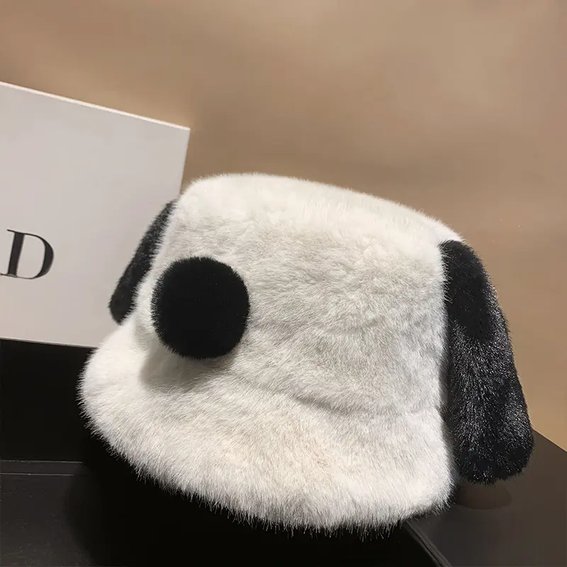 Cute Cartoon Dog With Fluffy Ears, Fisherman's Hat, Women's Autumn And Winter Warm And Age Reducing Basin Hat