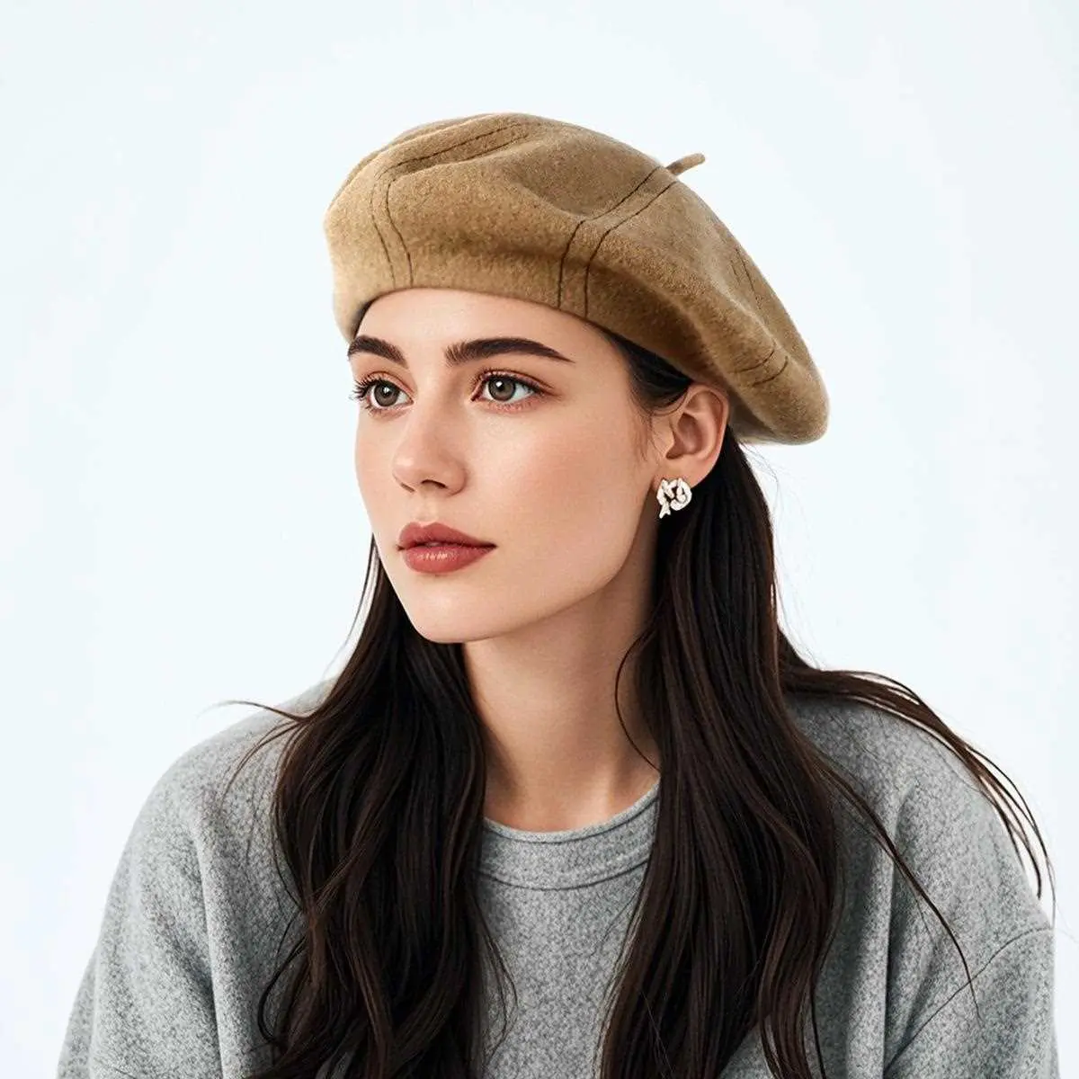 2024 Autumn/Winter Beret Women's Korean Edition Simple and Versatile Painter's Hat Pure Wool Japanese Warm Octagonal Hat
