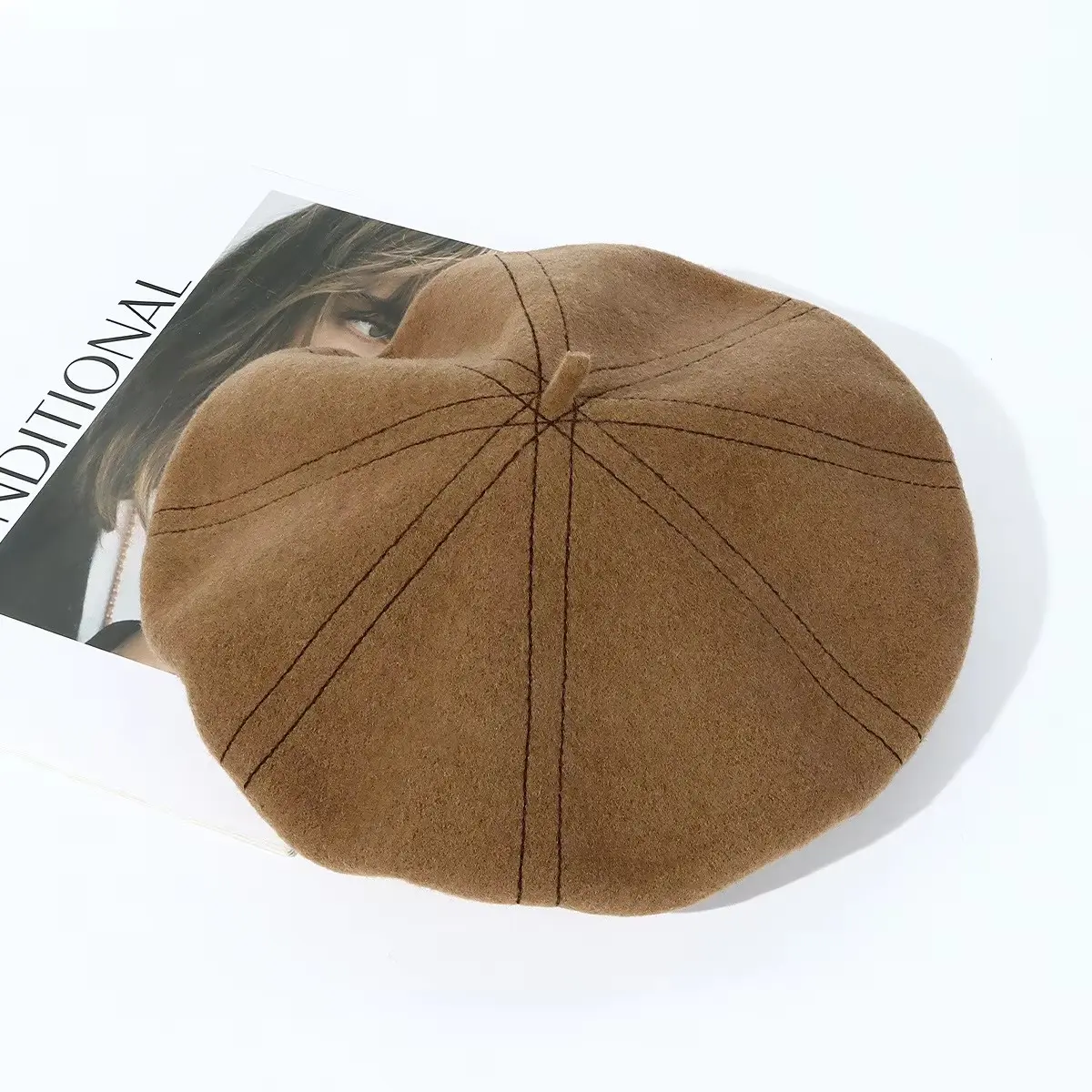2024 Autumn/Winter Beret Women's Korean Edition Simple and Versatile Painter's Hat Pure Wool Japanese Warm Octagonal Hat