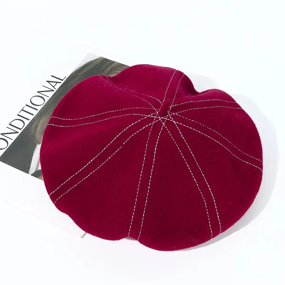 2024 Autumn/Winter Beret Women's Korean Edition Simple and Versatile Painter's Hat Pure Wool Japanese Warm Octagonal Hat