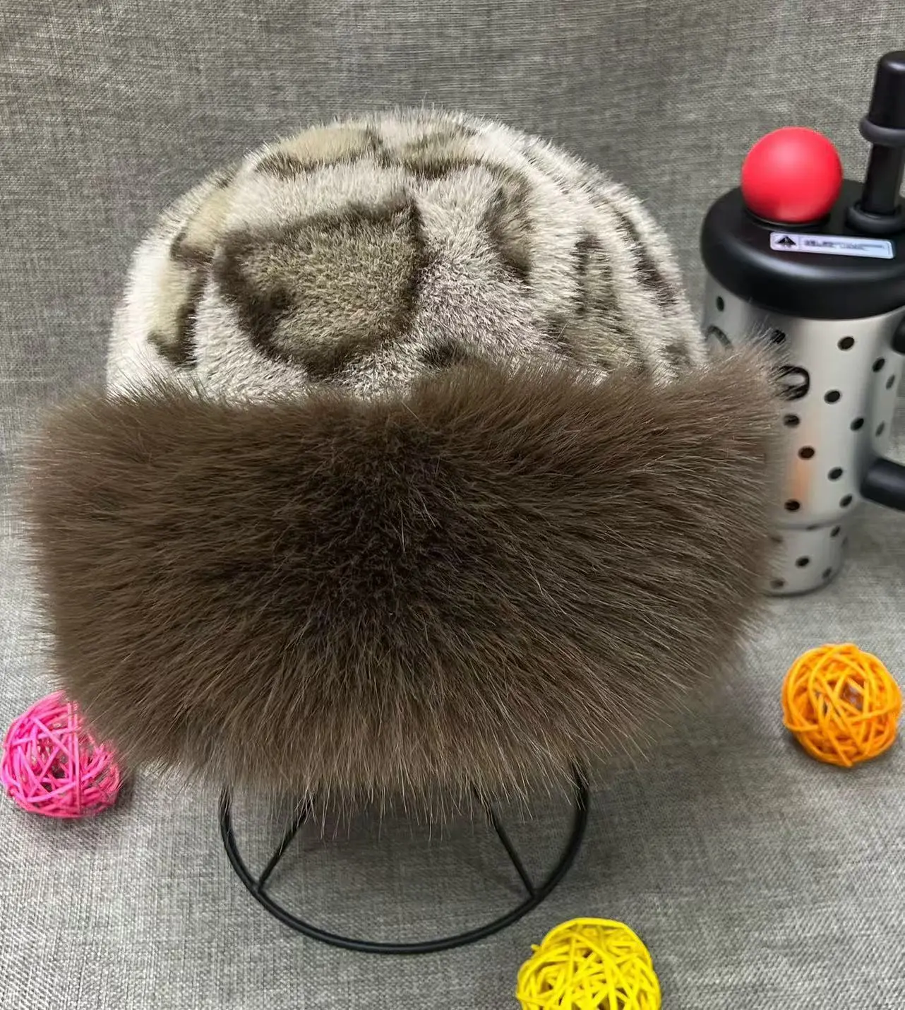 2024 Korean Version Autumn And Winter Mink Fur Leopard Print Dome Fox Warm Fisherman Basin Hat Retro Fashionable Mongolian Hat
