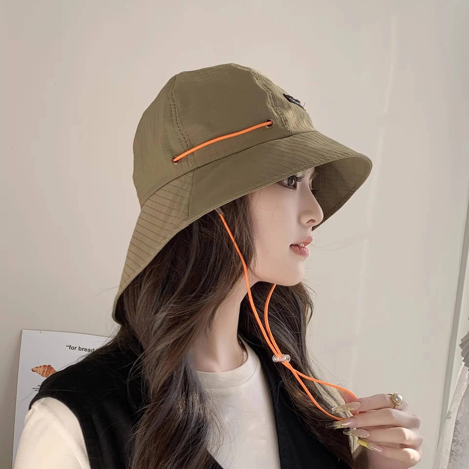 Fisherman's Hat Neck Protection, Summer Outdoor Drawstring, Japanese Basin Hat, Sun Shading And Sun Protection Hat