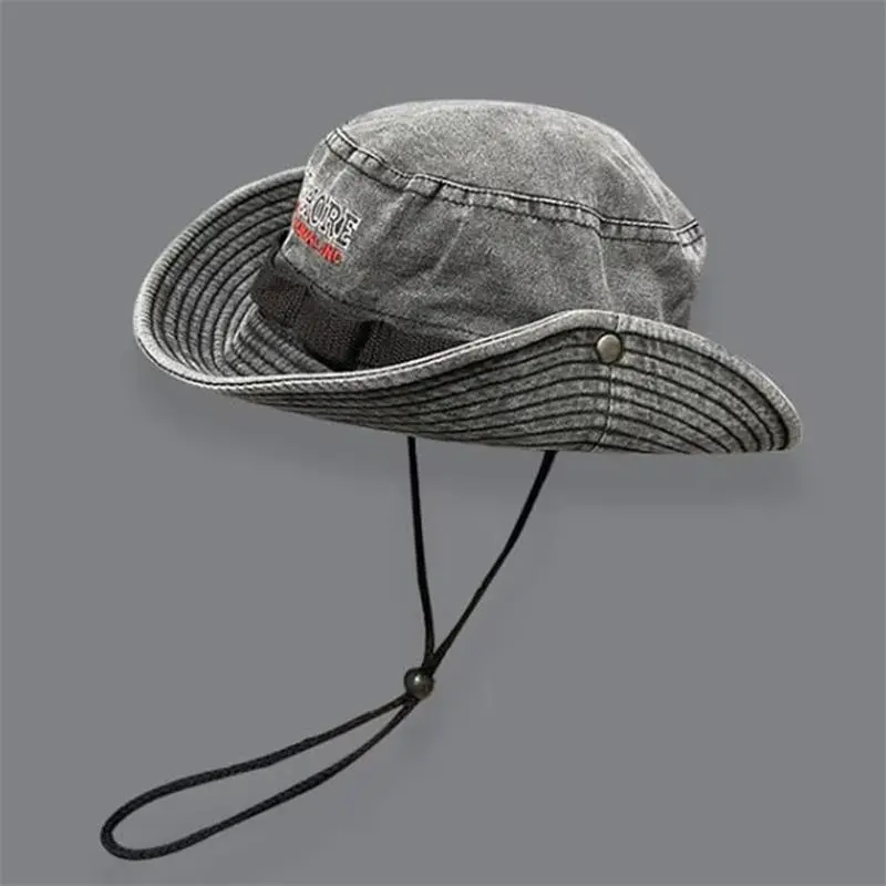 Japanese Washed Spicy Girl Western Cowboy Hat Outdoor Camping Sunshade Big Brimmed Fisherman Hat Sunscreen Hat