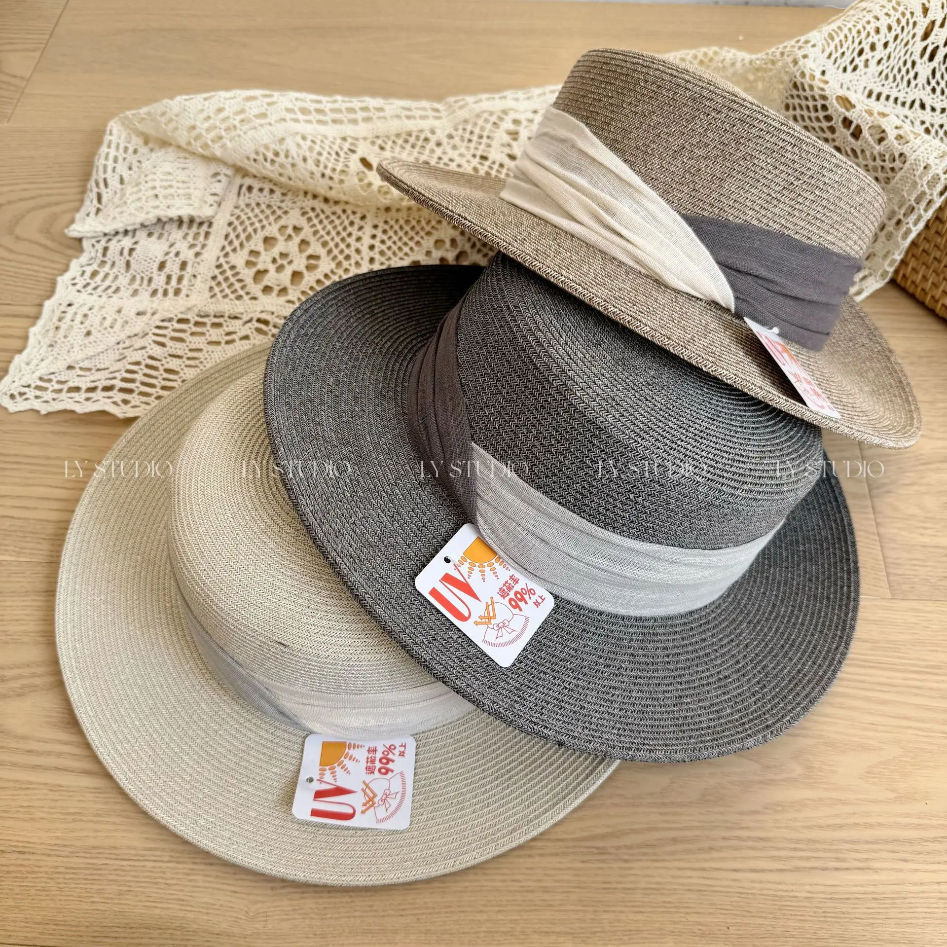 New Fashionable Style Sun Hat French Elegant Sun Hat with Flat Top Grass Hat