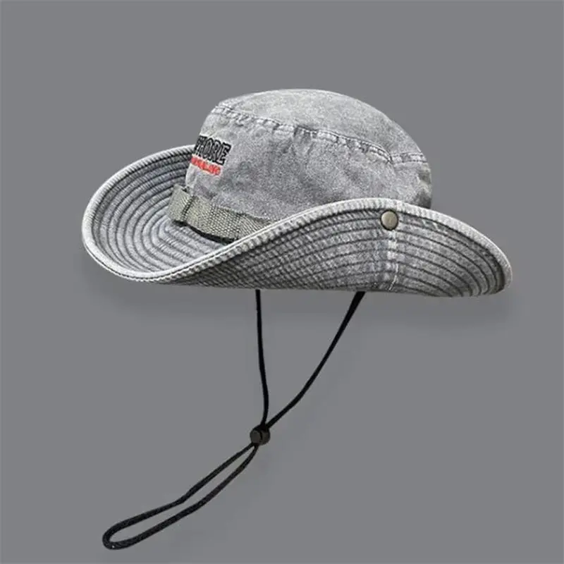 Japanese Washed Spicy Girl Western Cowboy Hat Outdoor Camping Sunshade Big Brimmed Fisherman Hat Sunscreen Hat