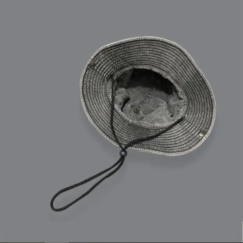 Japanese Washed Spicy Girl Western Cowboy Hat Outdoor Camping Sunshade Big Brimmed Fisherman Hat Sunscreen Hat