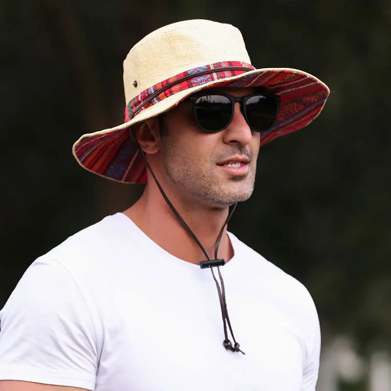 Retro Ethnic Style sun Hat For Men, Western Cowboy hat For Women, Summer Hiking Hat, Outdoor Large Brim Hat