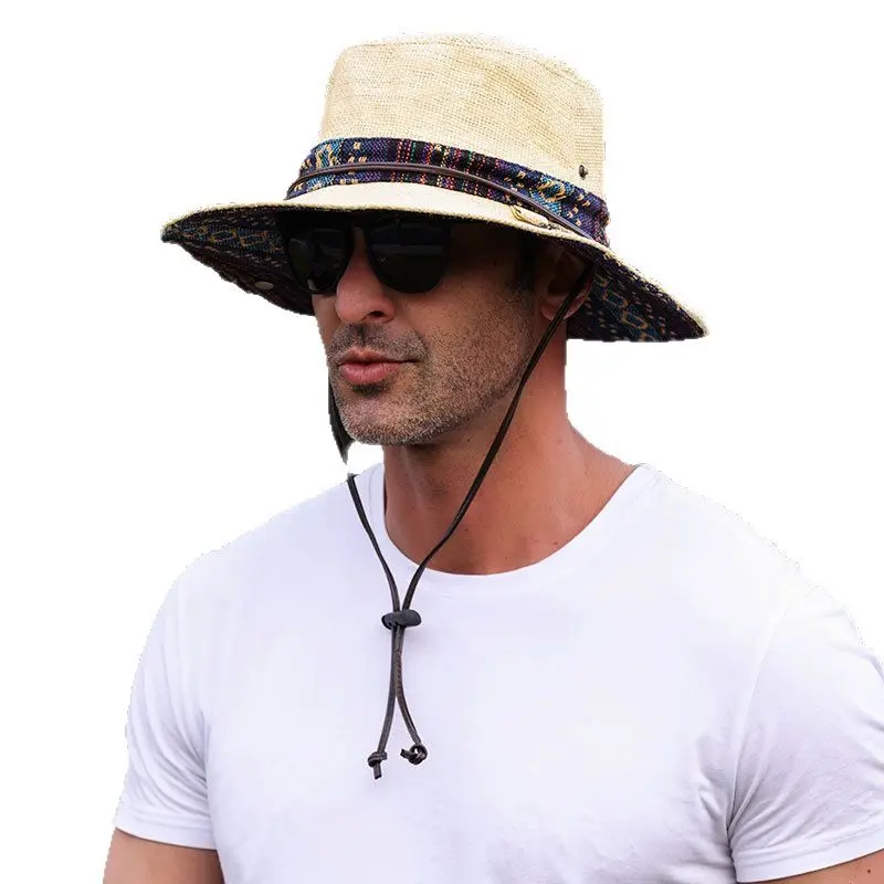 Retro Ethnic Style sun Hat For Men, Western Cowboy hat For Women, Summer Hiking Hat, Outdoor Large Brim Hat