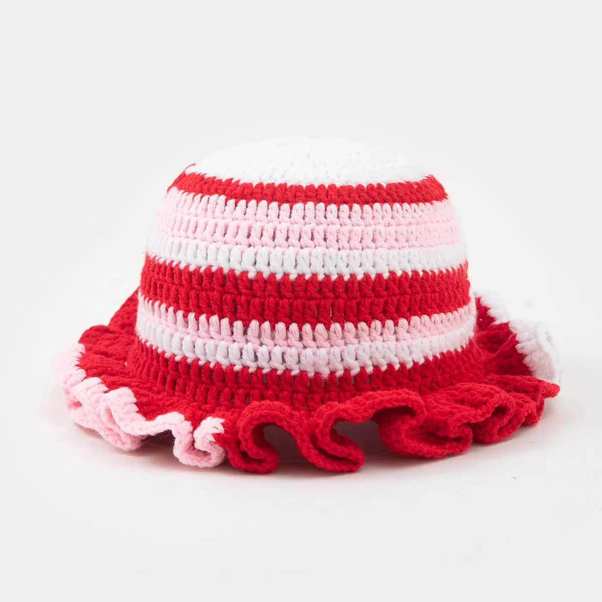 New Cross border Handmade Knitted Multi color Lace Hat, Lotus Leaf Edge Fisherman's Woolen Hat, Halloween Fashion Hoodie