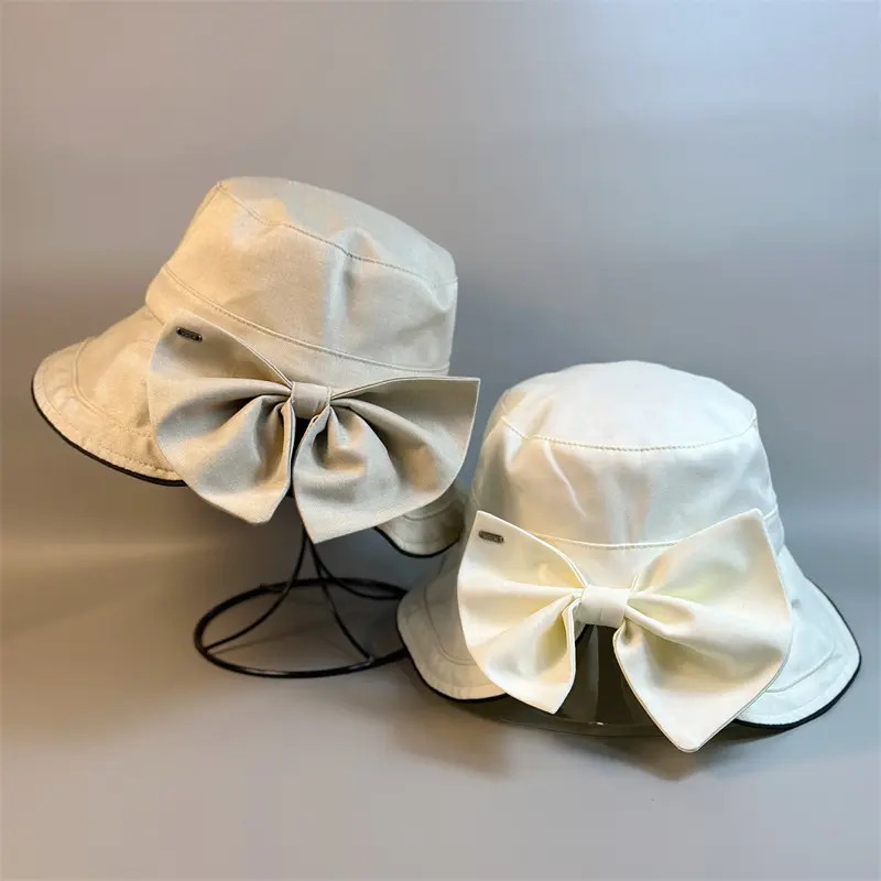 Spring and Autumn Sunscreen Hat, Women's Large brimmed UV resistant Fisherman's Hat, Korean Version Bow Casual Sun Hat