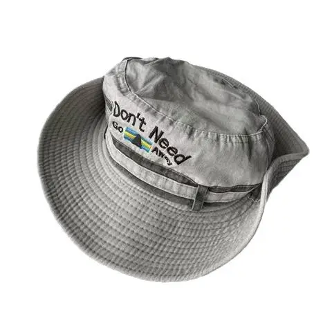 Japanese Letters Washed To Make Old Fisherman's Hat, Women's Versatile Outdoor Camping And Hiking Hat Sun Hat Western Cowboy Hat