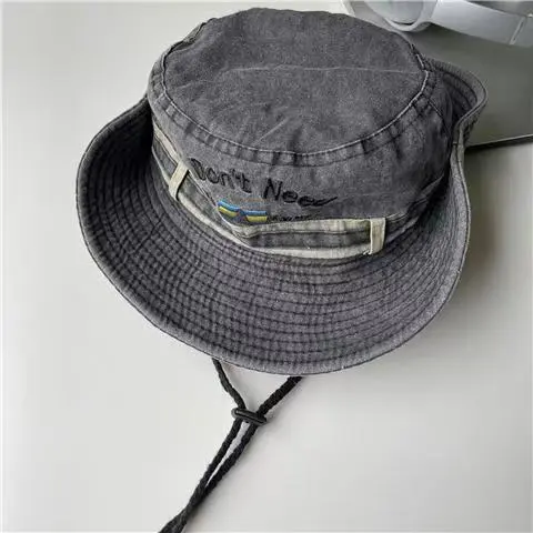 Japanese Letters Washed To Make Old Fisherman's Hat, Women's Versatile Outdoor Camping And Hiking Hat Sun Hat Western Cowboy Hat