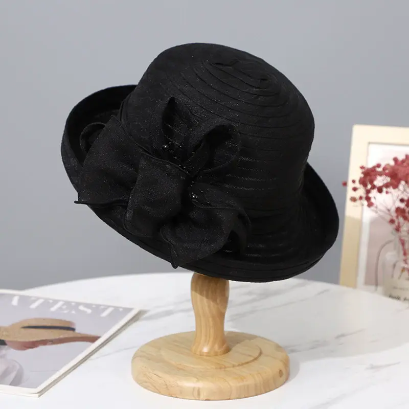 New Three-Dimensional Flower Rolled Edge Organza Sunscreen Fisherman Hat, Summer Outdoor Sun Hat, Fashionable Casual Basin Hat
