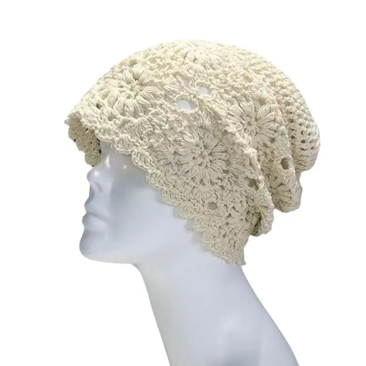 Japanese Hand Woven Baotou Hat, Women's Thin Design, Hollow Crochet Yarn Hat, Sweet And Artistic Knitted Hat, Pile Pile Hat