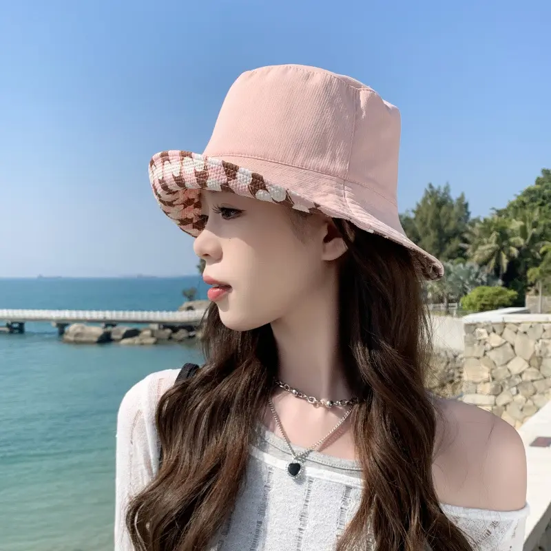 New Double-Sided Fisherman Hat For Spring And Summer Fashion, Casual Basin Hat, Solid Color, Versatile Sun rotection Hat