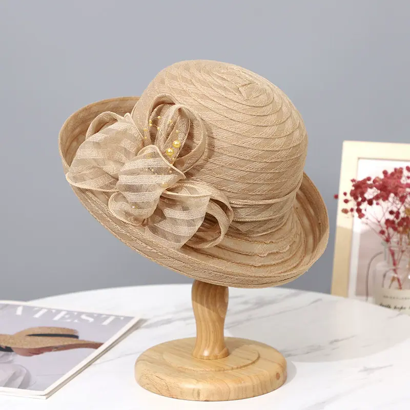 New Three-Dimensional Flower Rolled Edge Organza Sunscreen Fisherman Hat, Summer Outdoor Sun Hat, Fashionable Casual Basin Hat