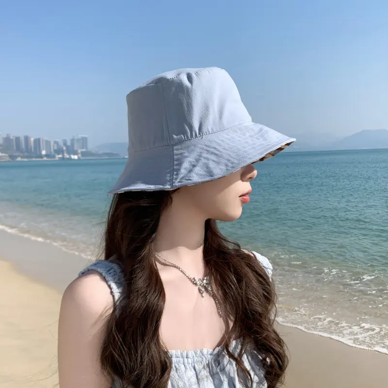 New Double-Sided Fisherman Hat For Spring And Summer Fashion, Casual Basin Hat, Solid Color, Versatile Sun rotection Hat