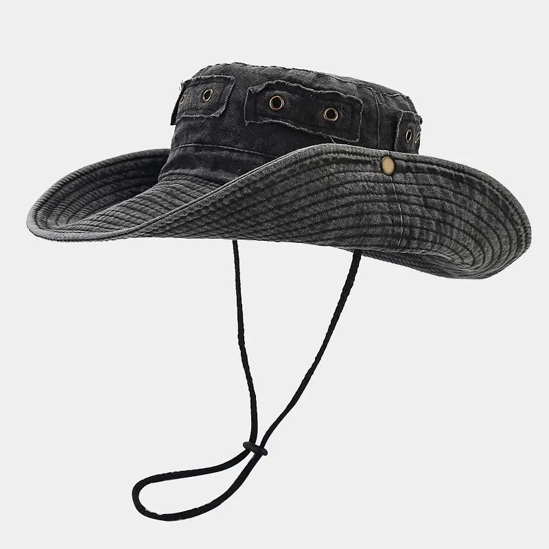 New Washed Out Vintage Hat with Large Brim Sun Visor for Men and Women, Outdoor Jungle Climbing and Fishing Hat