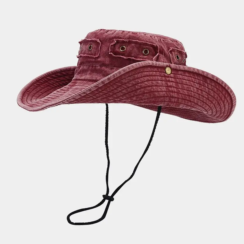 New Washed Out Vintage Hat with Large Brim Sun Visor for Men and Women, Outdoor Jungle Climbing and Fishing Hat
