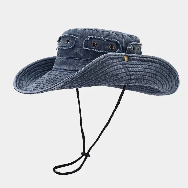 New Washed Out Vintage Hat with Large Brim Sun Visor for Men and Women, Outdoor Jungle Climbing and Fishing Hat
