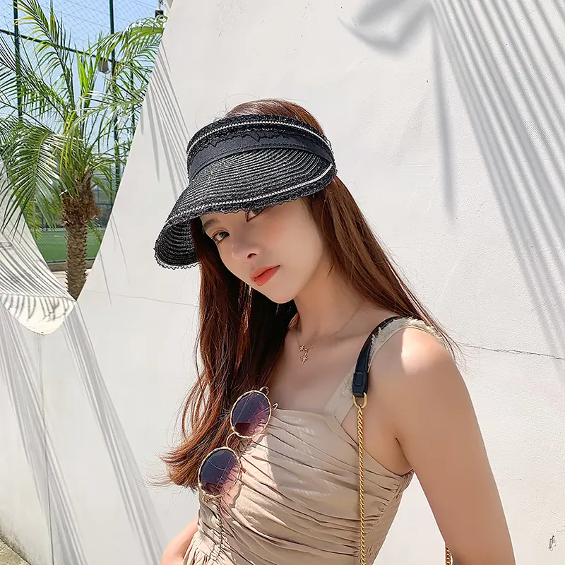 Korean Version Empty Top Hat Lace Rhinestone Sun Hat Korean Version No Top Duckbill Hat Sun Hat