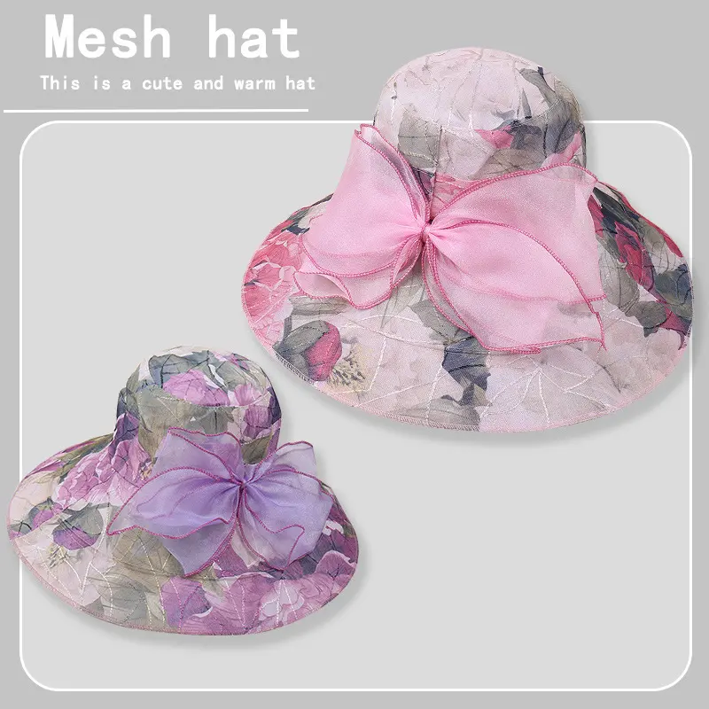 New Korean Printed Large Brimmed Beach Hat, Casual Large Brimmed Sun Protection Hat, Foldable Breathable Sun Protection Cool Hat