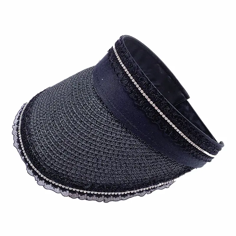 Korean Version Empty Top Hat Lace Rhinestone Sun Hat Korean Version No Top Duckbill Hat Sun Hat