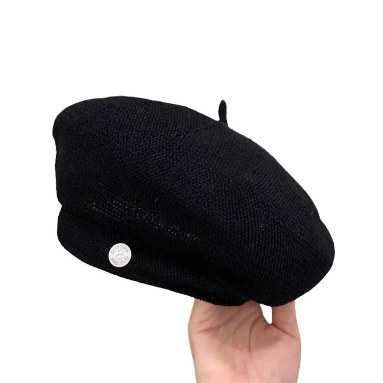 Summer Knitted Thin Beret Korean Edition Small and Versatile Painter's Hat Trendy Casual Temperament Octagonal Hat