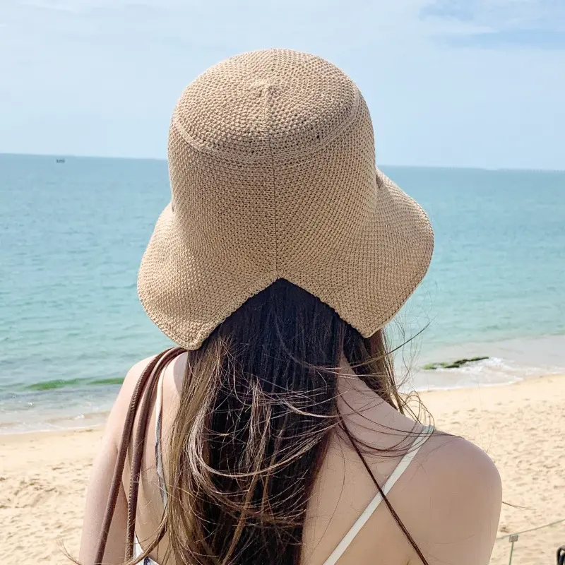 Strap Bucket Hat Breathable Korean Fisherman Hat Casual Windproof Basin Hat Summer Foldable Sun Shading Hat