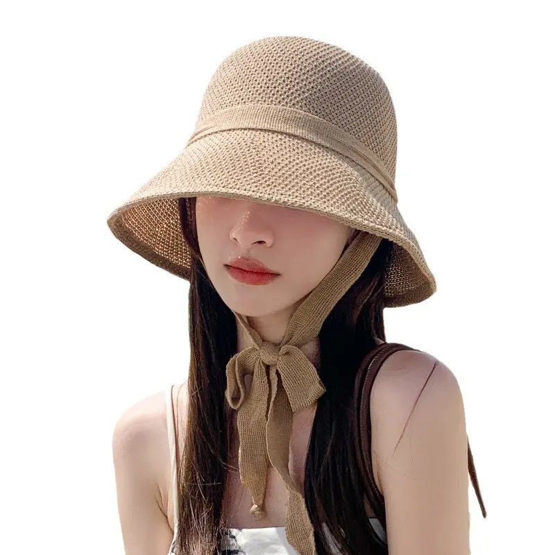 Strap Bucket Hat Breathable Korean Fisherman Hat Casual Windproof Basin Hat Summer Foldable Sun Shading Hat