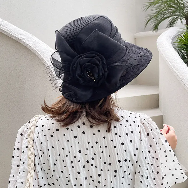 New Hat For Women in Summer, Fashionable And Versatile, Retro Organza, Small Coastal Sun Protection Hat, Sun Visor Hat