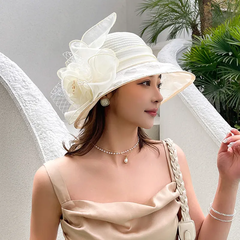 New Hat For Women in Summer, Fashionable And Versatile, Retro Organza, Small Coastal Sun Protection Hat, Sun Visor Hat