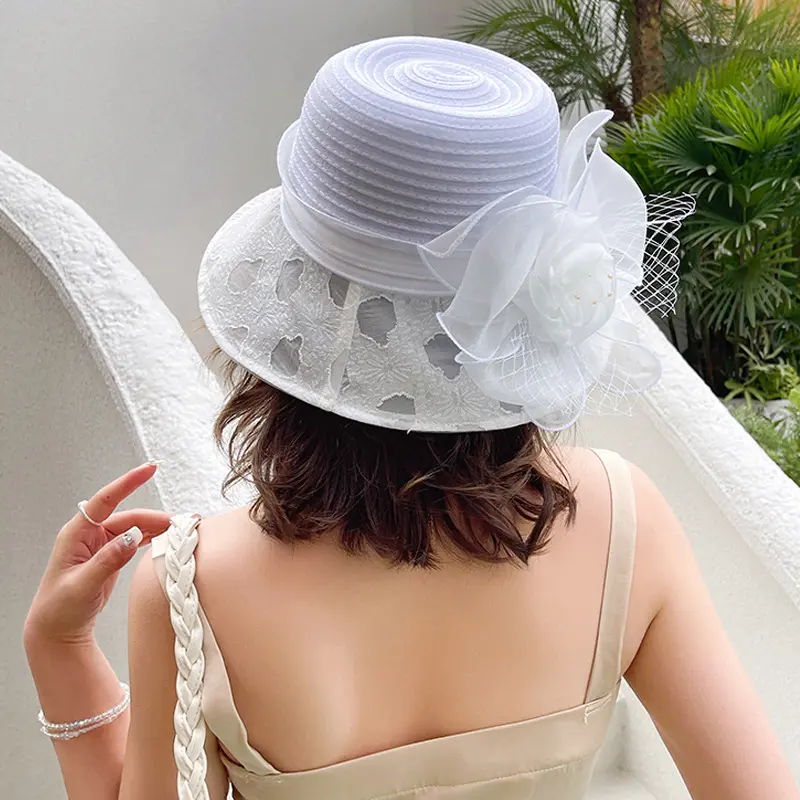 New Hat For Women in Summer, Fashionable And Versatile, Retro Organza, Small Coastal Sun Protection Hat, Sun Visor Hat