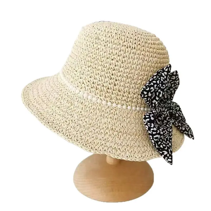 Spring Vacation Bow Fashionable Beach Hat For Women, 2025 Spring New Style, Face Enhancing Small Sunshade Straw Hat