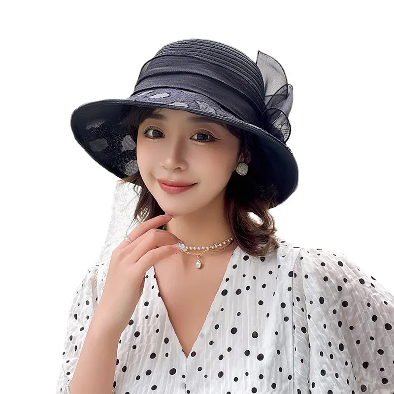 New Hat For Women in Summer, Fashionable And Versatile, Retro Organza, Small Coastal Sun Protection Hat, Sun Visor Hat